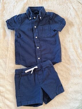 Janie and Jack 3T seersucker short set - Button-Up Shirt & Drawstring Shorts